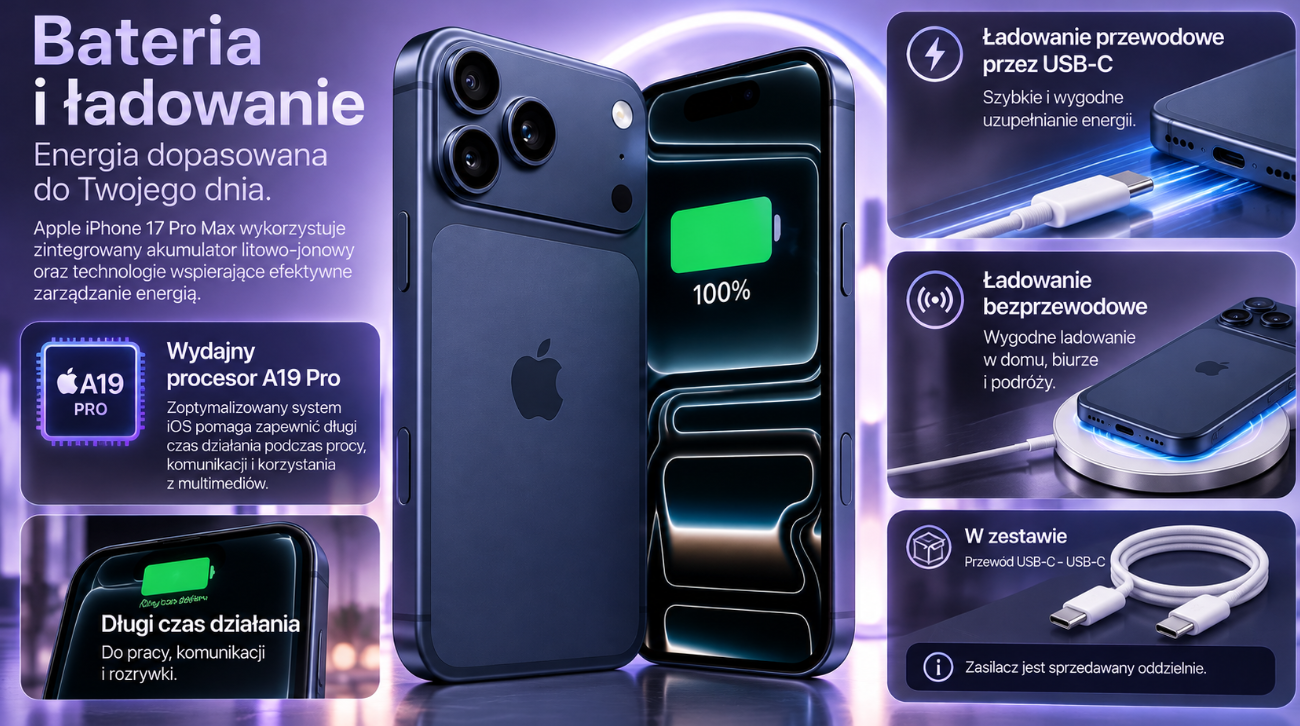 iPhone 17 Pro Max – bateria i ładowanie USB-C